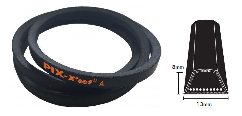 A49 PIX A Section V Belt, 13mm Top Width, 8mm Thickness, Inside Length 1250mm image 2