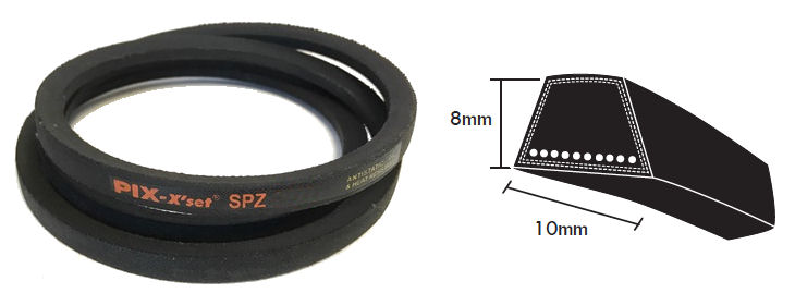 SPZ1077 PIX SPZ Section V Belt, 10mm Top Width, 8mm Thickness, Inside Length 1040mm image 2