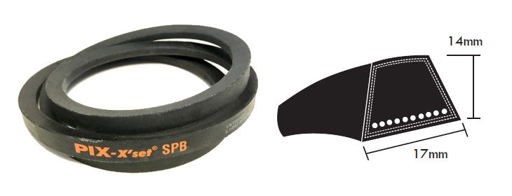 SPB1690 PIX SPB Section V Belt, 17mm Top Width, 14mm Thickness, Inside Length 1662mm image 2