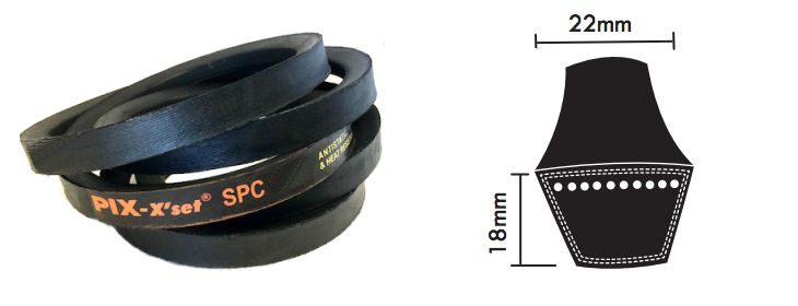 SPC4900 PIX SPC Section V Belt, 22mm Top Width, 18mm Thickness, Inside Length 4817mm image 2