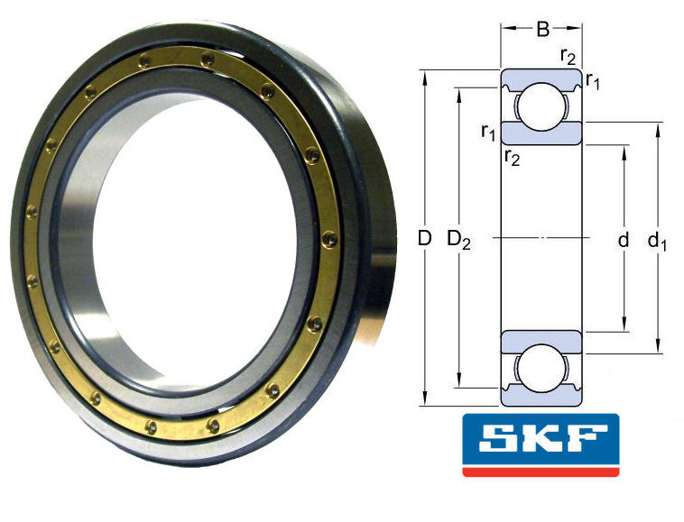 6214M/C3 SKF Open Deep Groove Ball Bearing With Brass Cage 70x125x24mm image 2