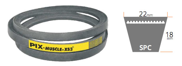 SPC3550 PIX SPC Section Muscle XS3 V Belt, 22mm Top Width, 18mm Thickness, Inside Length 3467mm image 2