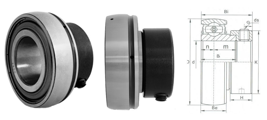 SA205 Budget Brand Flat Back Spherical Outer Bearing Insert with Eccentric Collar Lock 25mm Bore image 2