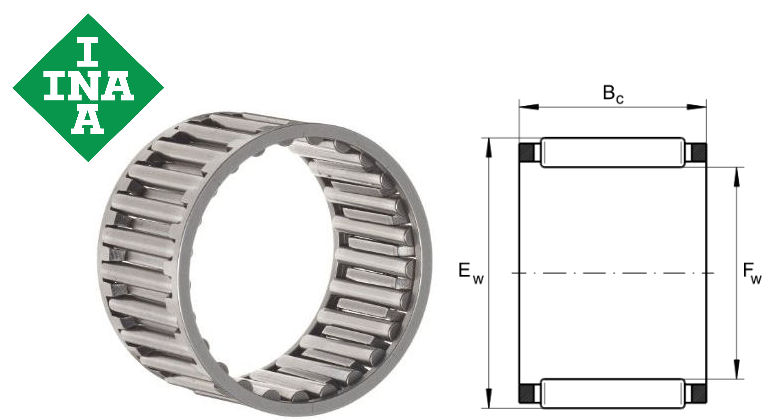 Metric 17mm Width 24000rpm Maximum Rotational Speed Steel Cage Cage and Roller 20mm OD Open End 16mm ID Single Row INA K16X20X17A Needle Roller Bearing 