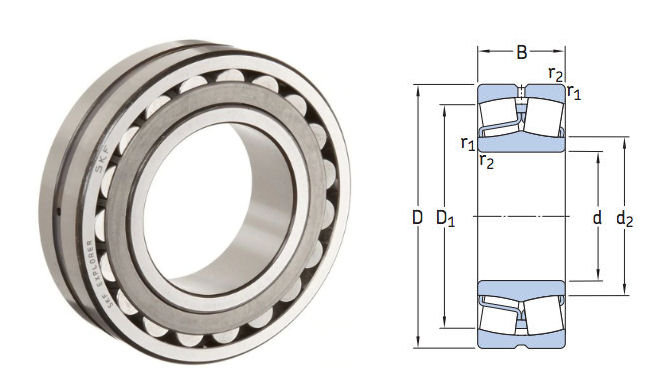 23222CC/W33 SKF Spherical Roller Bearing with Cylindrical Bore 110x200x69.8mm image 2